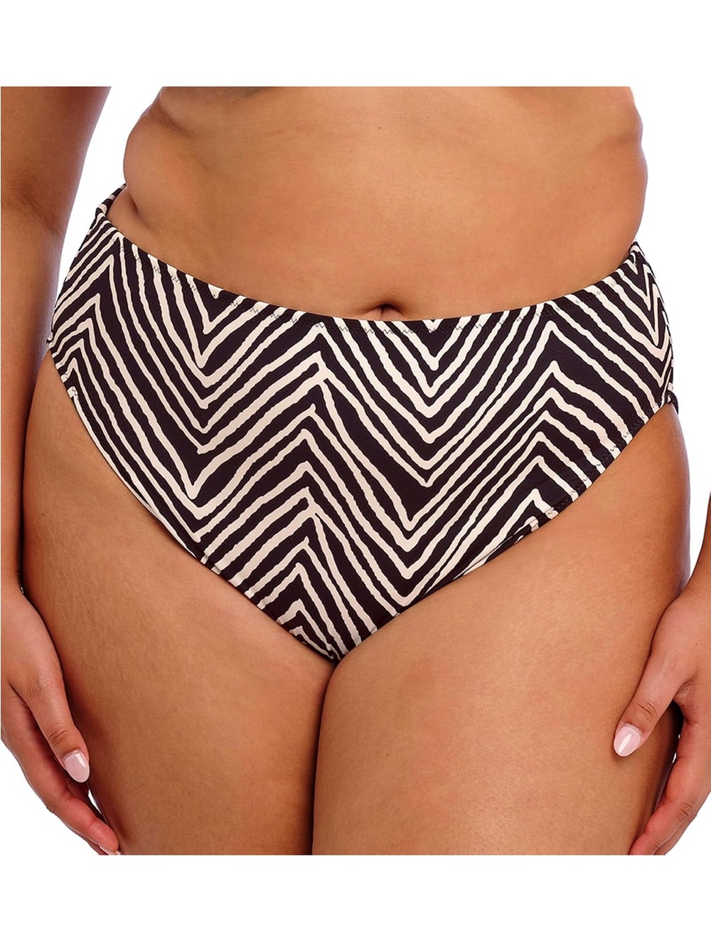 Elomi High-Waist Zebra Stripe Swim Bottoms - Black/White